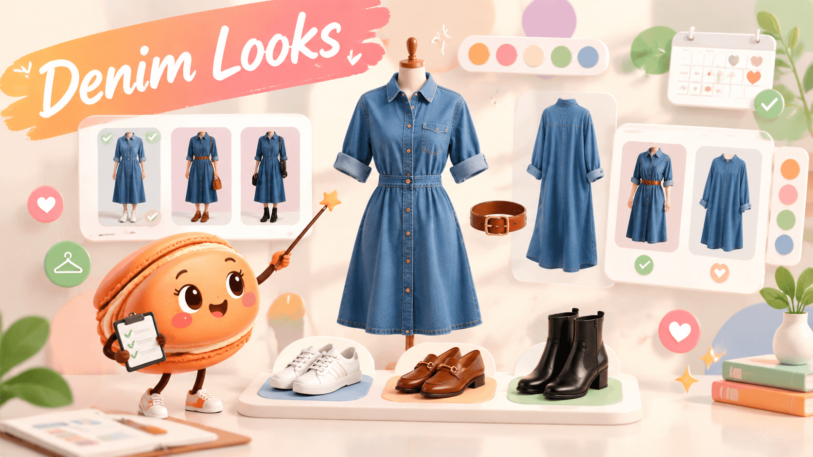 One denim dress, three occasions