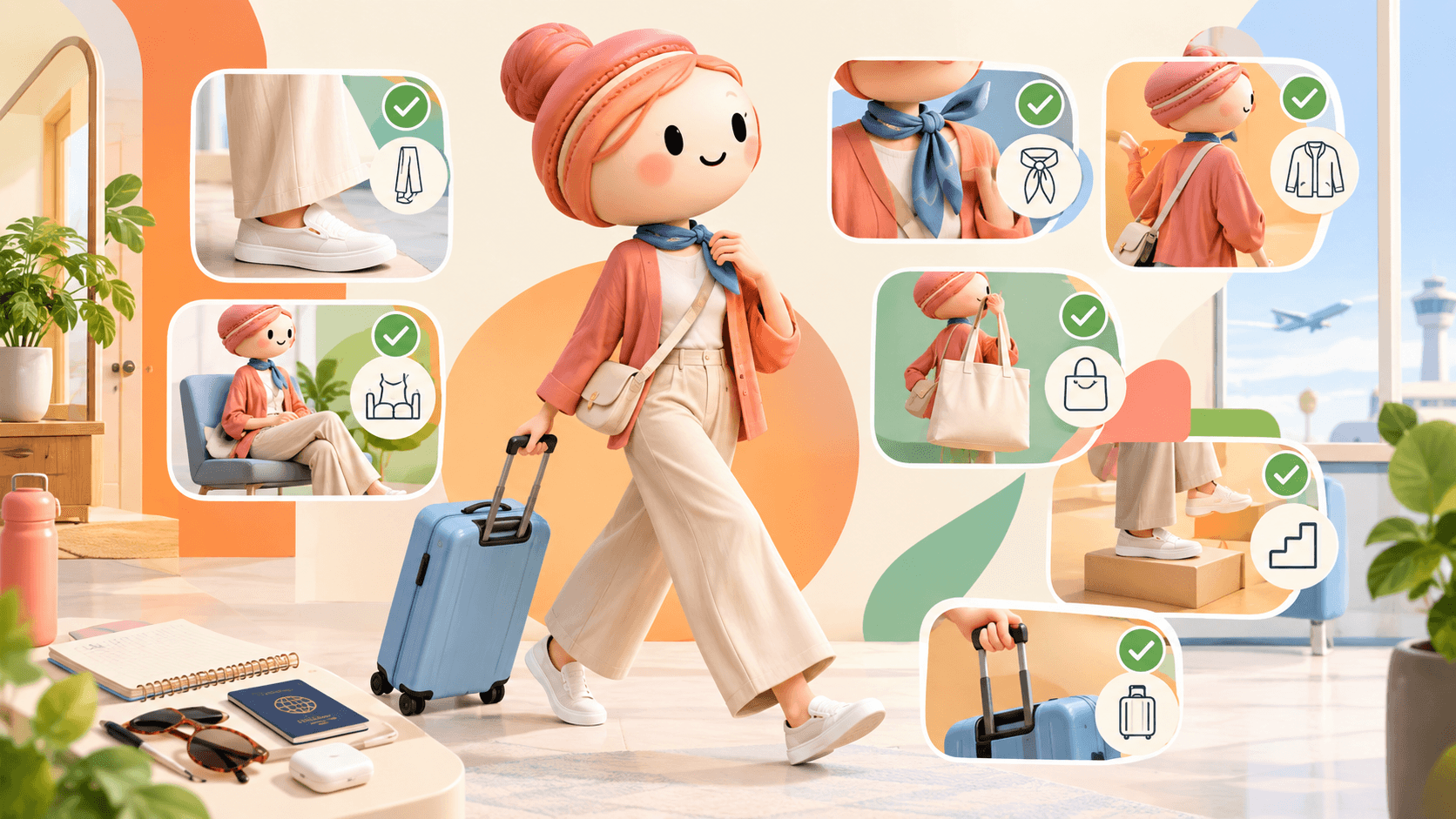 Walk the outfit with your luggage
