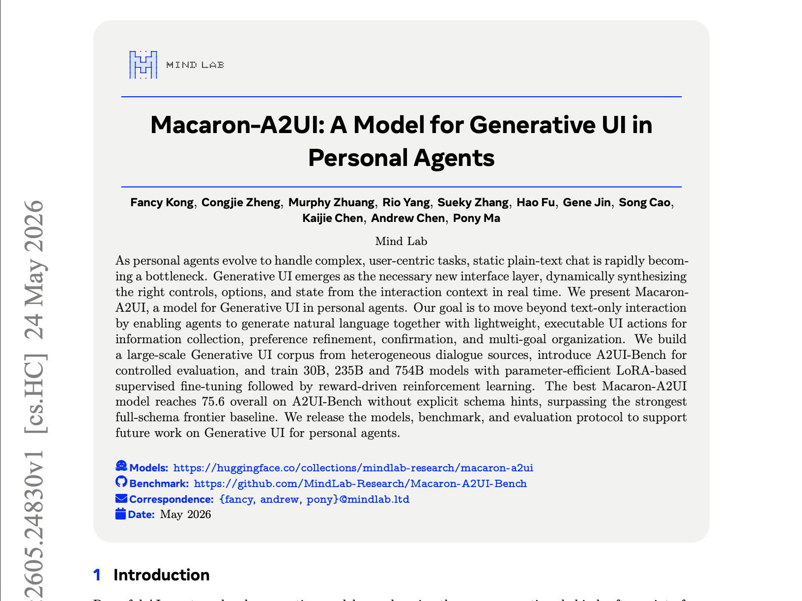 Macaron-A2UI: A Model for Generative UI in
Personal Agents