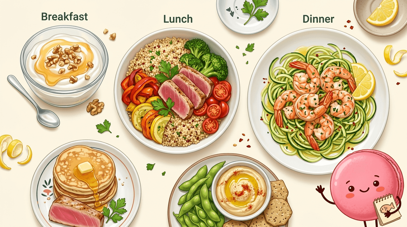 A 1-day meal plan for Pescatarian