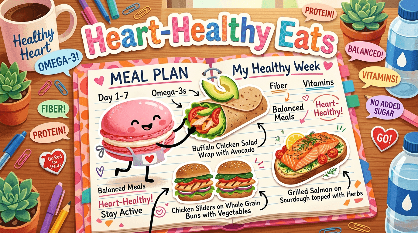 What is a simple 1-day meal plan for heart health?