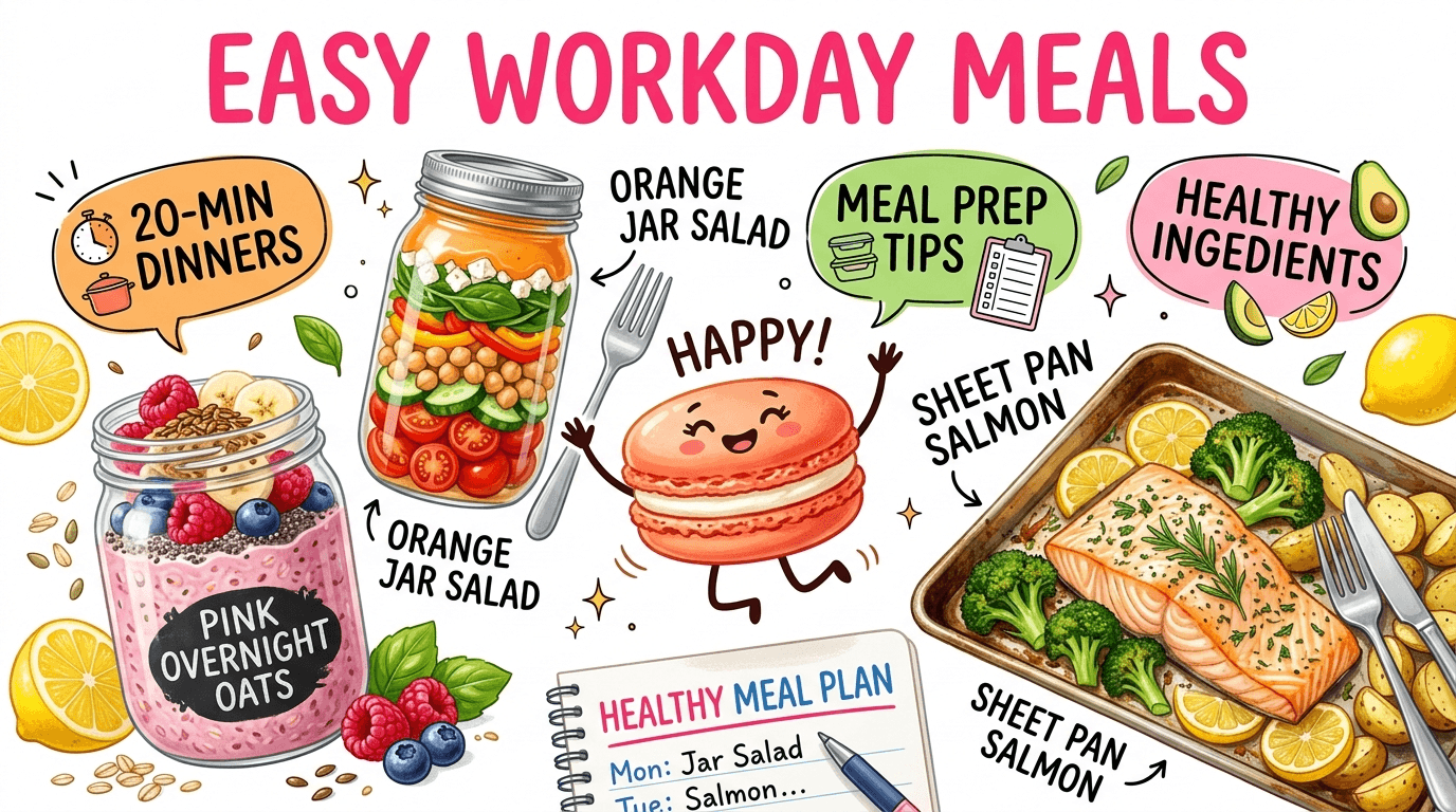 Breakfast, lunch, and dinner ideas for Working Women