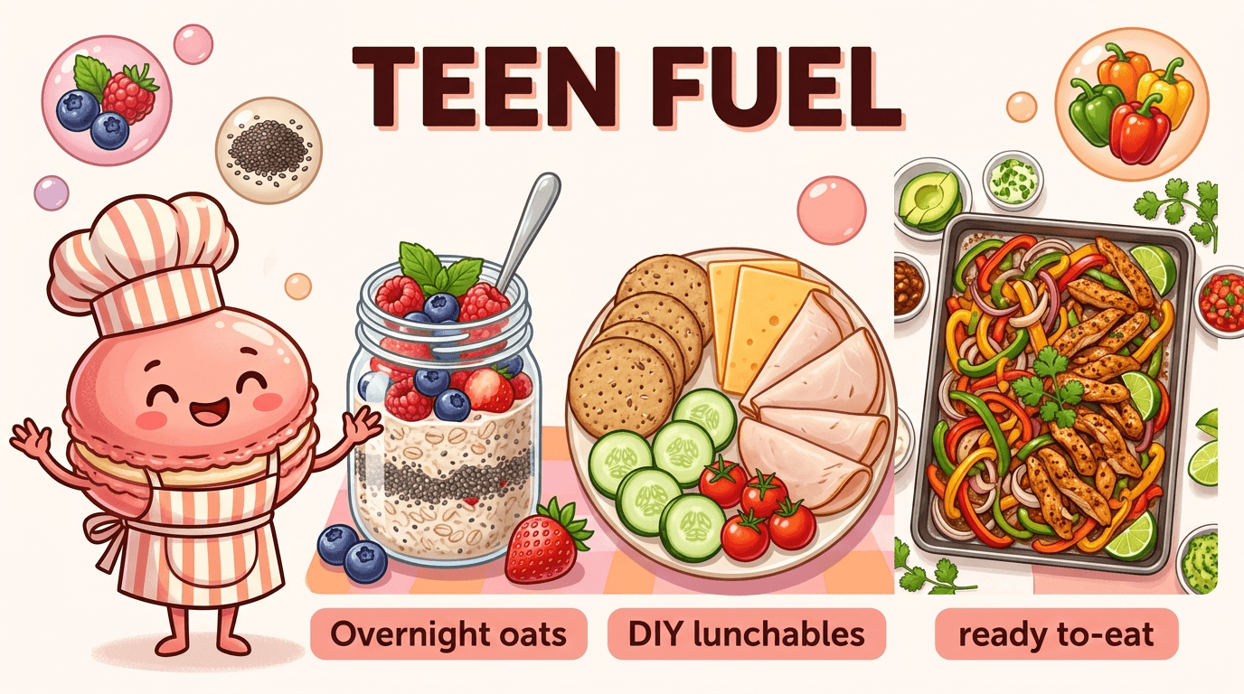 Breakfast, lunch, and dinner ideas for Teenagers