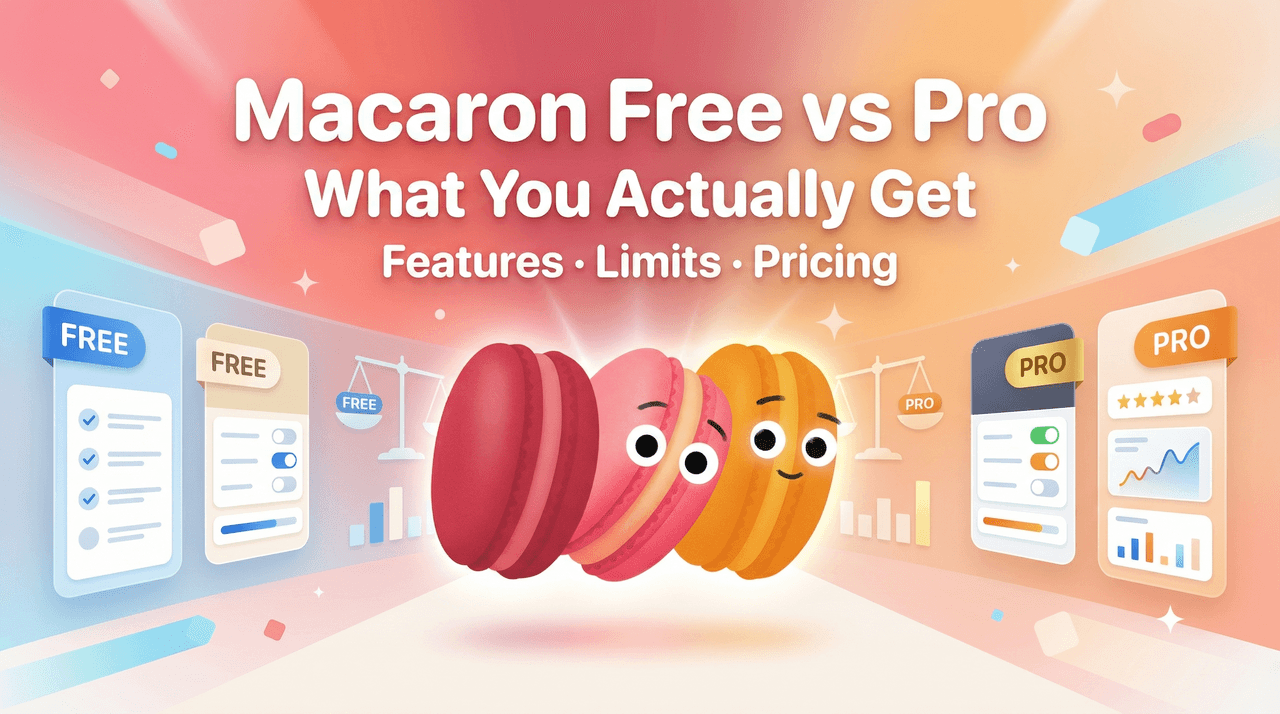 Macaron Gratis vs Pro: Lo que realmente obtienes (Características, Límites, Precios)