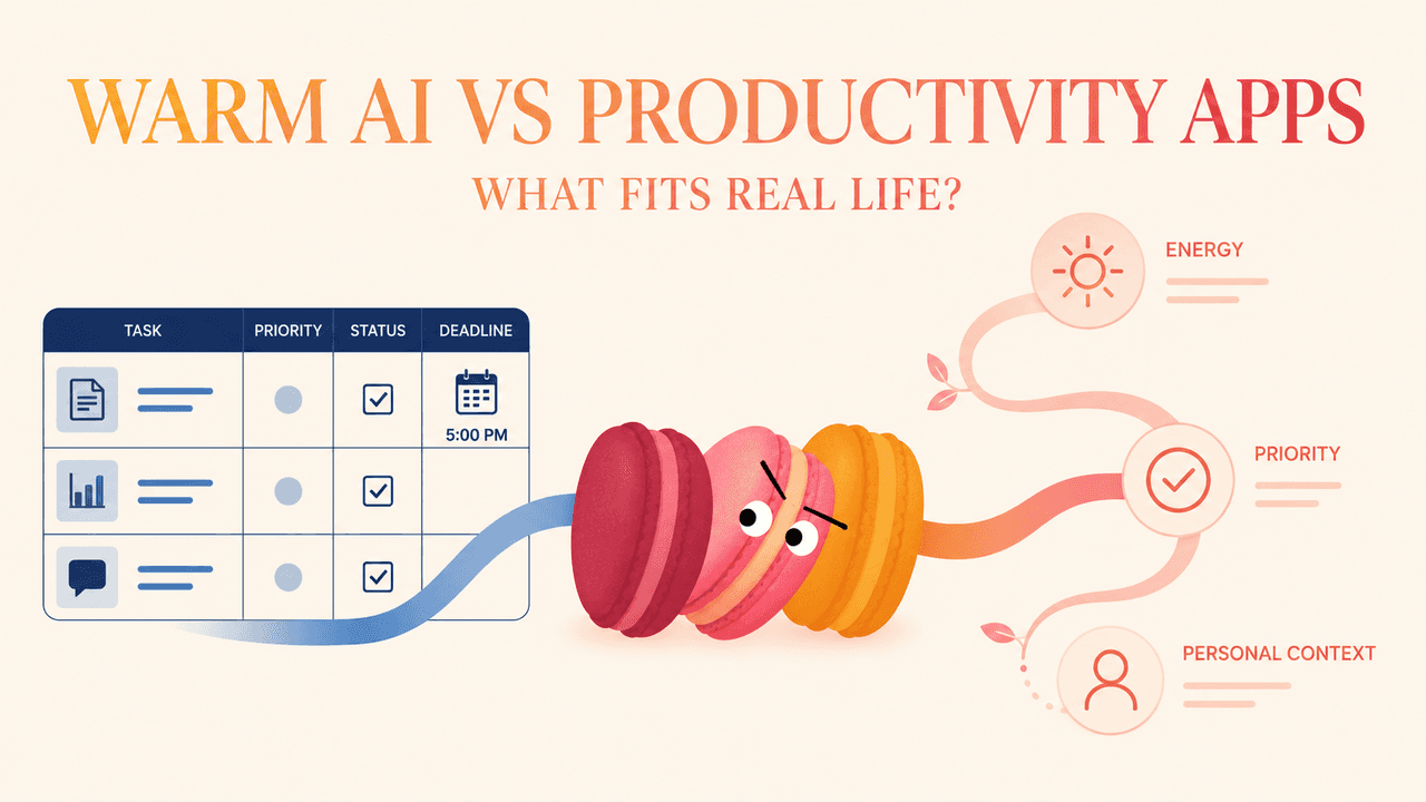 Warm AI vs Productivity Apps: Which Fits Daily Life?