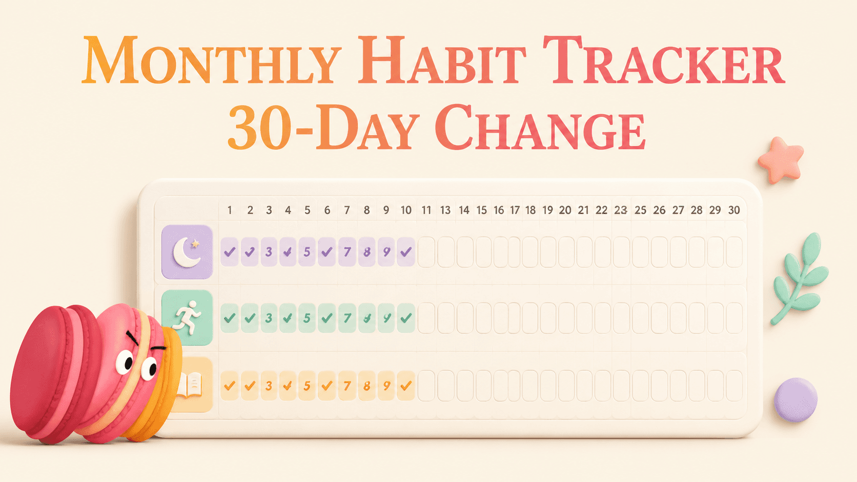 Monthly Habit Tracker for 30-Day Change